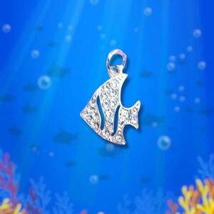 Silver Angel Fish Crystal Pendant Charm